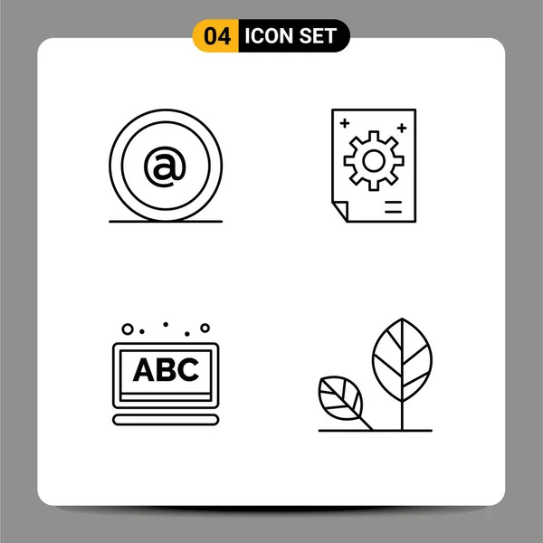Set Von Modernen Symbolen Symbole Zeichen Für Adresse Abc Mail — Stockvektor