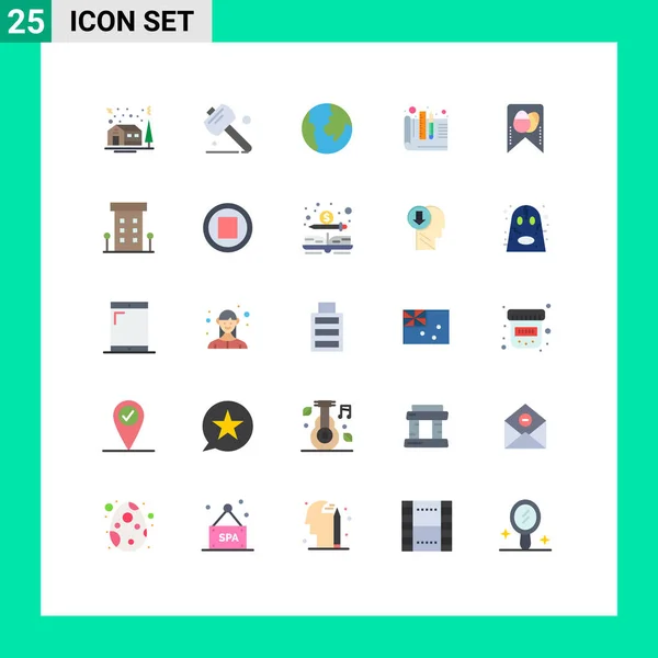 一套25个现代平面彩色标志和符号 用于房屋 可编辑向量设计元素等网络印刷媒体 — 图库矢量图片