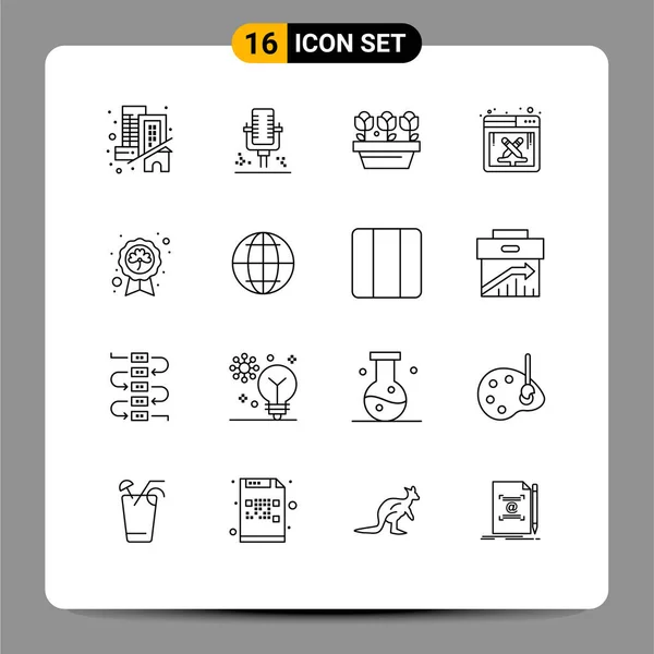 Stock Vector Icon Pack Mit Linienzeichen Und Symbolen Für Blatt — Stockvektor