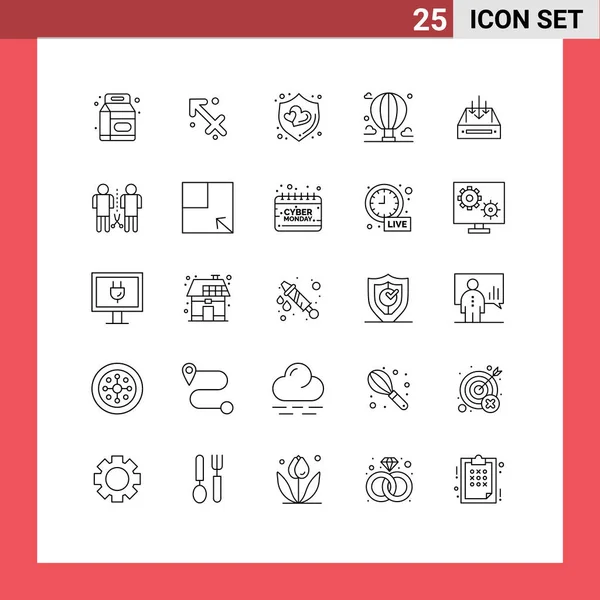 25现代标志和邮件 气球可编辑矢量设计元素的用户界面行包 — 图库矢量图片