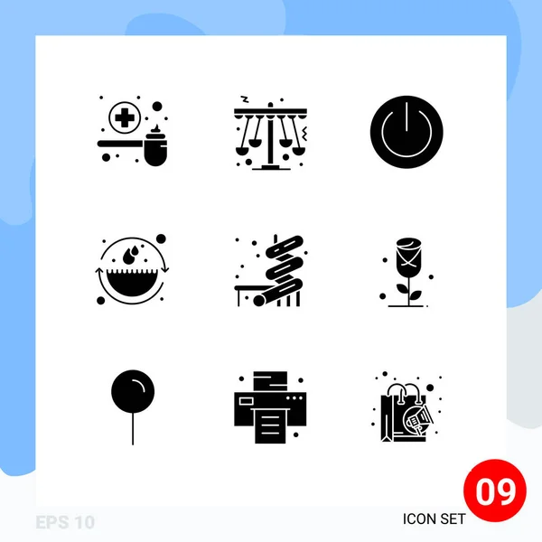 Szilárd Glyph Pack Univerzális Szimbólumok Környezet Föld Nap Játszótér Szerkeszthető — Stock Vector