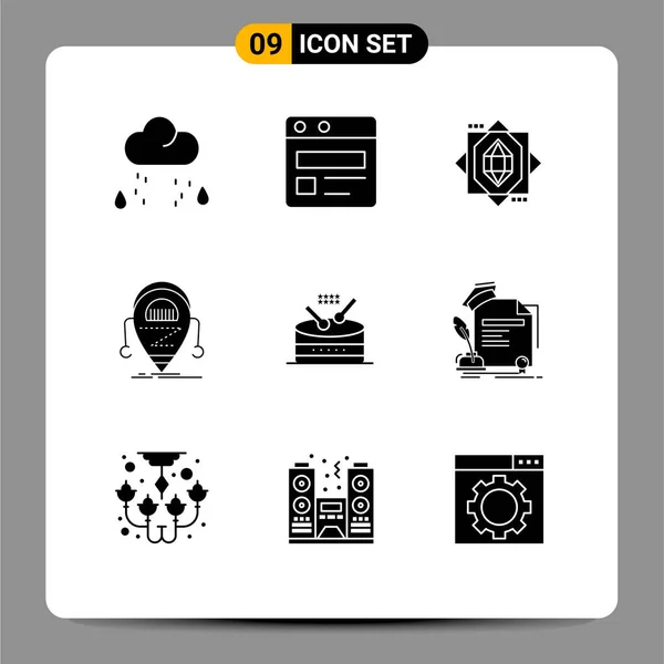 Stock Vector Icon Pack Znaki Symbole Linii Dla Muzyki Bęben — Wektor stockowy