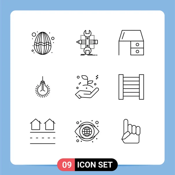 User Interface Outline Pack Modern Signs Sysymbols Tips Bulb Tools — Archivo Imágenes Vectoriales