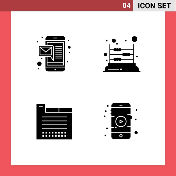 Universal Solid Glyphs Set Web Mobile Applications Email Tabs Game — 스톡 벡터