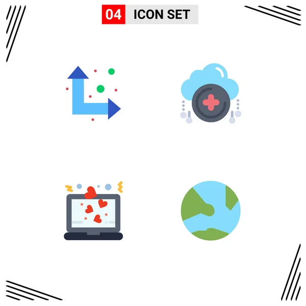 Pack Creative Flat Icons Arrow Love Cloud App Editable Vector — Vector de stock