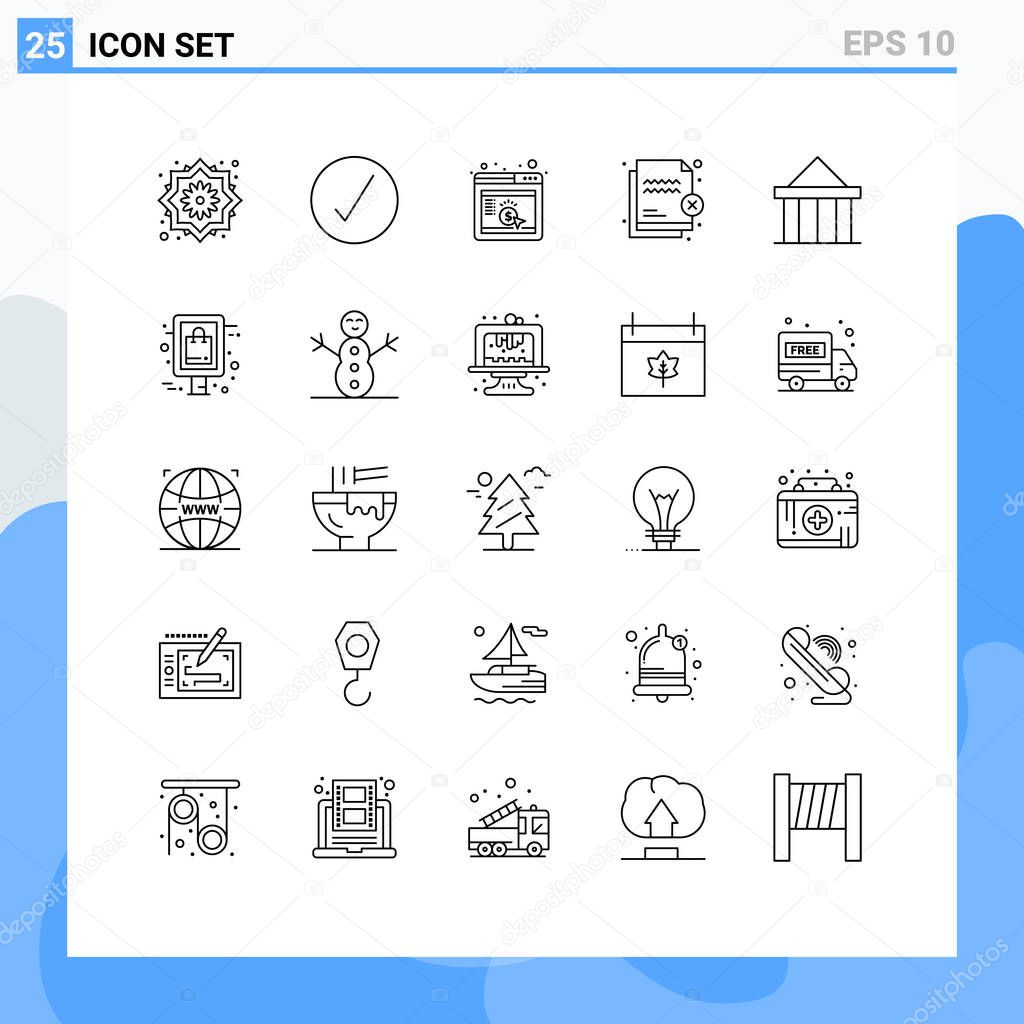 Group of 25 Lines Signs and Symbols for acropolis, security, cpc, protection, deny Editable Vector Design Elements