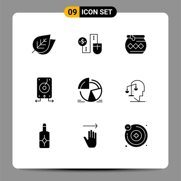 Universal Icon Symbols Group Modern Solid Glyphs Server Data Connection — 스톡 벡터
