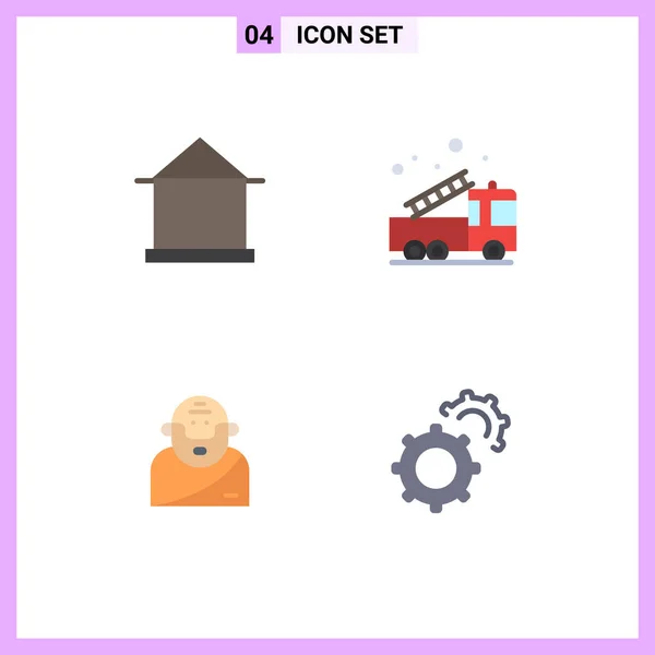 User Interface Pack Basic Flat Icons Building Truck Hut Emergency — Stockový vektor