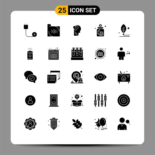 Pictogram Set Simple Solid Glyphs Jar Business Document Banking Mind — Stockový vektor