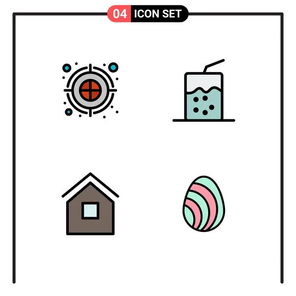 Creative Icons Modern Signs Sysymbols Archery Arrow House Dartboard Soda — Vector de stock