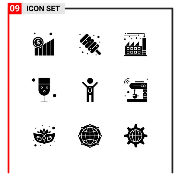 Conjunto Icones Modernos Símbolos Sinais Para Sucesso Realização Fábrica Vidro — Vetor de Stock