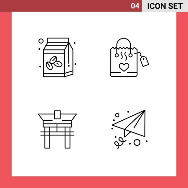 Vector Icon Pack Line Signs Symbols Coffee Bridge Bean Heart — 스톡 벡터