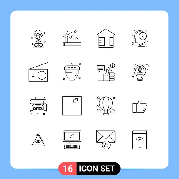 16ユーザーインターフェイスの概要ラジオ 心の現代的な記号とシンボルのパック編集可能なベクトルデザイン要素 — ストックベクタ