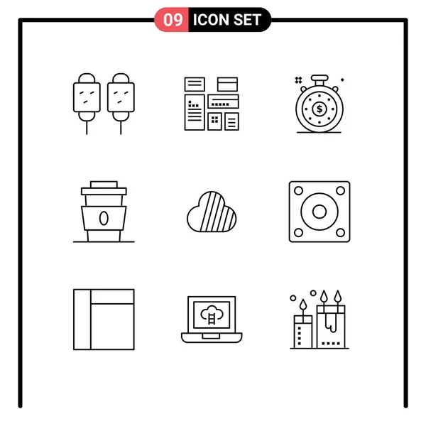 Universal Icon Simboli Gruppo Contorni Moderni Sky Coin Fast Marketing — Vettoriale Stock