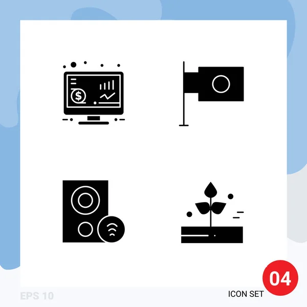 Set Modern Icons Sysymbols Signs Investment Gadget Money Flag Signal — Archivo Imágenes Vectoriales
