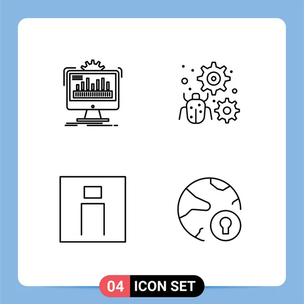 Stock Vector Icon Pack Line Signs Symbols Dashboard Gear Monitoring — Stock Vector
