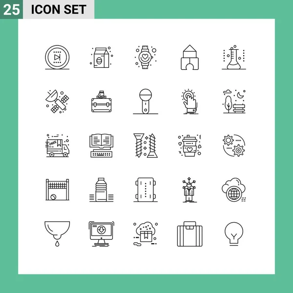 Stock Vector Icon Pack Line Signs Symbols Lab Flask Chemical — Stock Vector