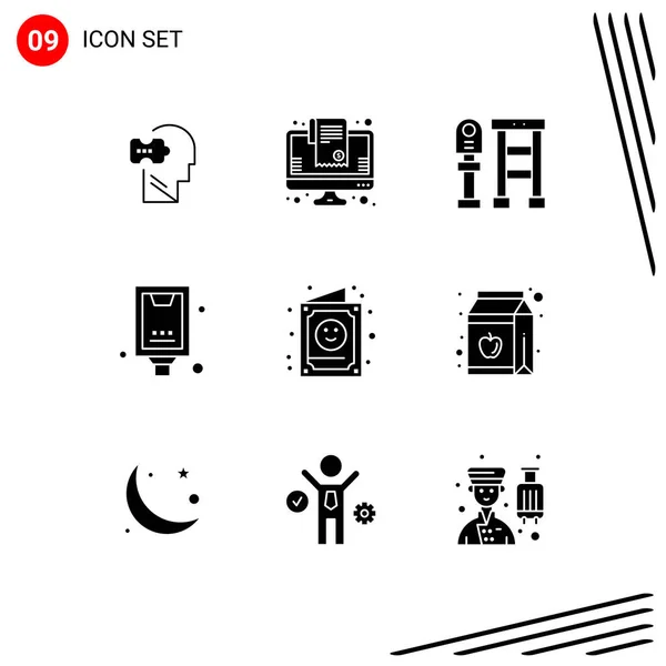 Thematic Vector Solid Glyphs Editable Symbols Card Marketing Bench Billboard — Stockový vektor