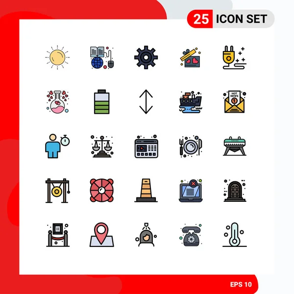 Universal Icon Symbols Group Modern Filled Line Flat Colors Wedding — Vetor de Stock