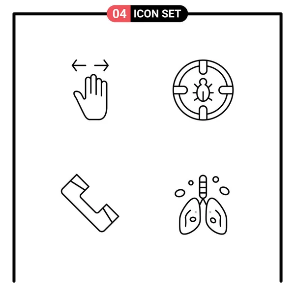 Stock Vector Icon Pack Mit Linienzeichen Und Symbolen Für Hand — Stockvektor