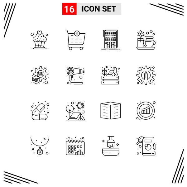 Stock Vector Icon Pack Line Sinais Símbolos Para Cabelos Secador — Vetor de Stock