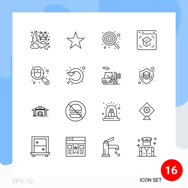 Modern Set Outlines Pictograph Checkup Online Child Learning Education Editable — Archivo Imágenes Vectoriales