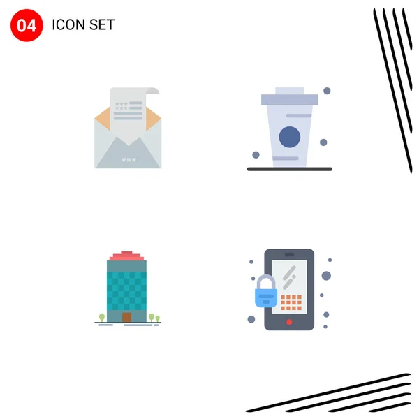 휴대폰 Vector Icon Pack Line Signs Symbols Mail Food Invitation — 스톡 벡터