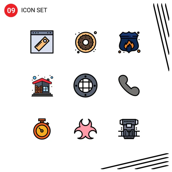 Vector Stock Icon Pack Líneas Señales Símbolos Para Paredes Construcción — Vector de stock