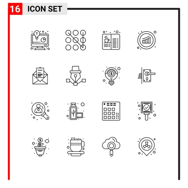 Universal Icon Symbols Group Modern Outlines News Sales Cafe Marketing - Stok Vektor