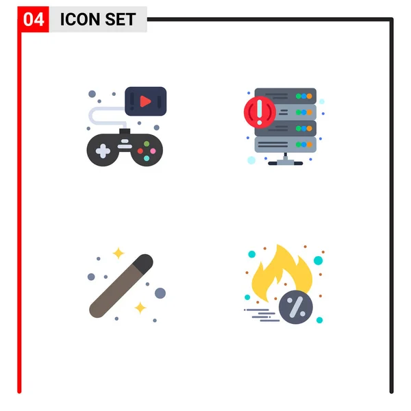 Set Commercial Flat Icons Pack Controller Creative Video Game Hosting — Stock Vector