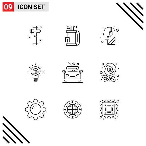 Universal Icon Symbolen Groep Van Moderne Contouren Van Auto Focus — Stockvector