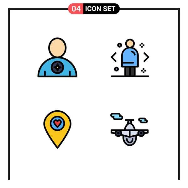 Pictogram Set Simple Filledline Flat Colors Avatar Marketing Favorite Combice — 스톡 벡터