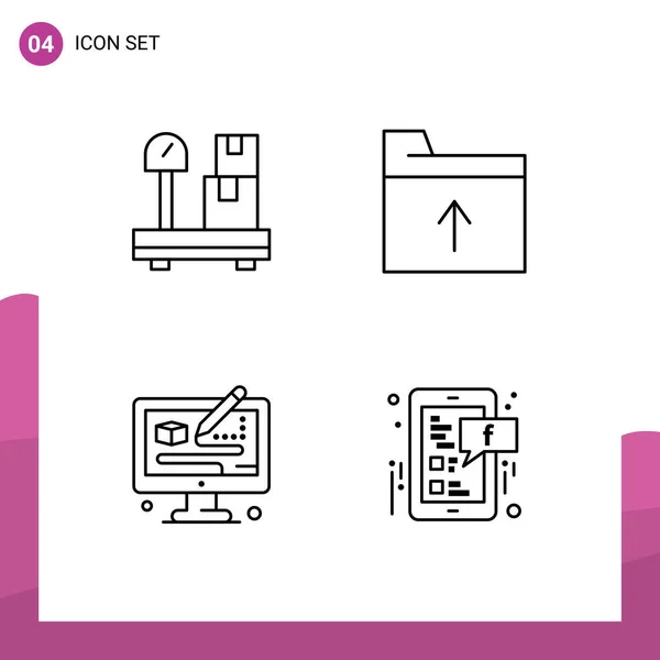 Set Von Modernen Symbolen Symbole Zeichen Für Box Design Dokument — Stockvektor