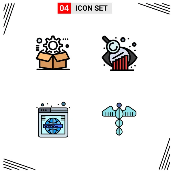 Universal Icon Symbols Group Modern Filledline Flat Colors Box Search — Stock Vector