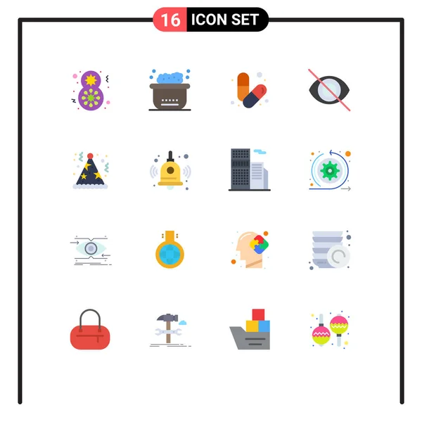 User Interface Pack Basic Flat Colors Celebration Hide Body Eye —  Vetores de Stock