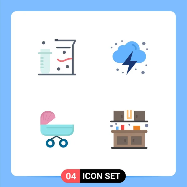 Thematic Vector Flat Icons Editable Sysymbols Chemistry Baby Science Power — Vector de stock
