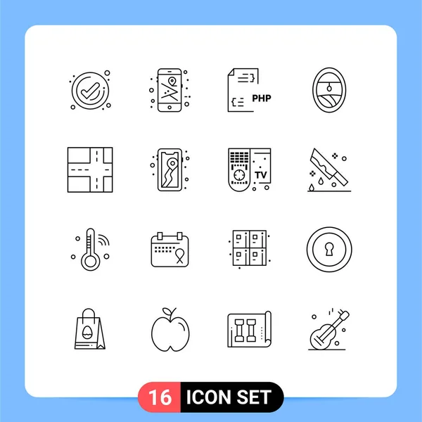 Creative Icons Modern Signs Mobile Window Coding Porthole File Table — стоковый вектор