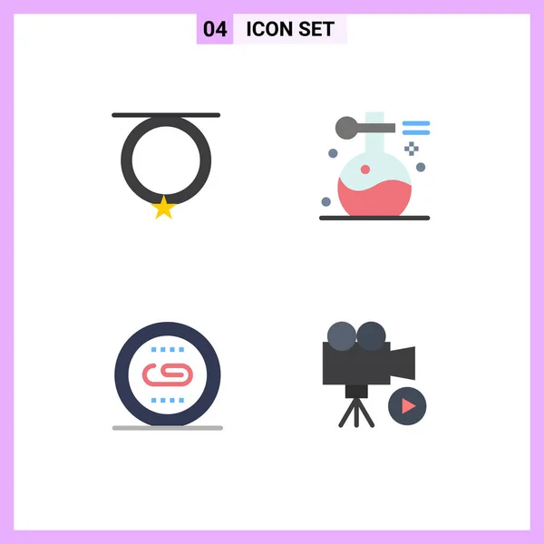 Mobile Interface Flat Icon Set Pictograms Accessories Engine Necklace Oil — Archivo Imágenes Vectoriales