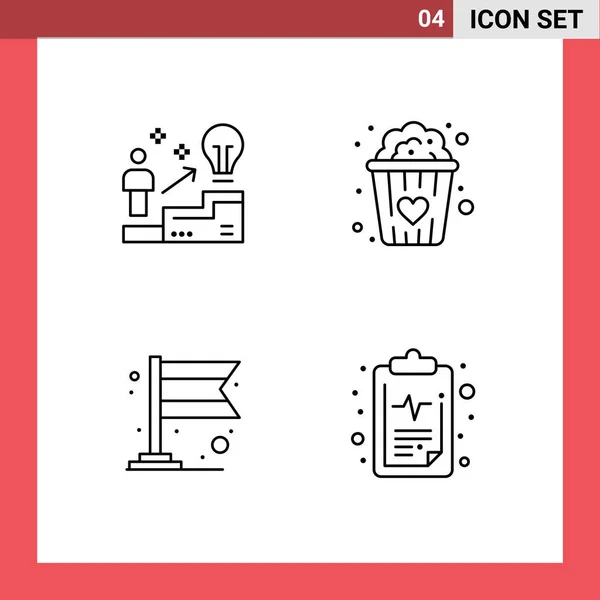 Stock Vector Icon Pack Mit Linienzeichen Und Symbolen Für Leiter — Stockvektor