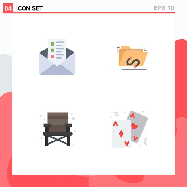 Set Commercial Flat Icons Pack Business Camping Backdoor Internet Cards — Archivo Imágenes Vectoriales