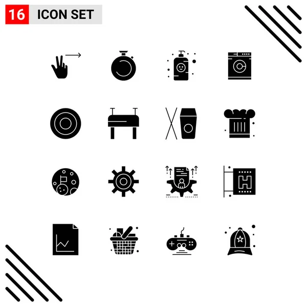 Universal Icon Symbols Gruppo Moderni Glifi Solidi Linea Base Lozione — Vettoriale Stock