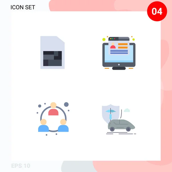 Ensemble Icônes Plates Commerciales Pour Sim Mobile Mlm Conversion Web — Image vectorielle