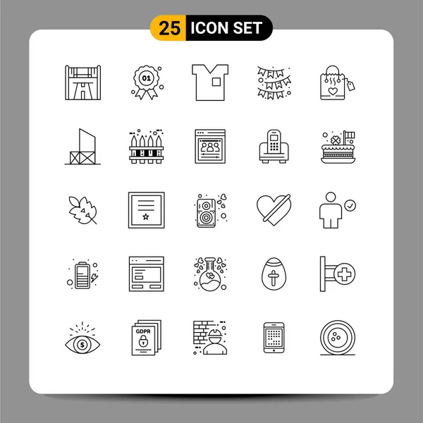 Stock Vector Icon Pack Mit Zeilenzeichen Und Symbolen Für Hangbag — Stockvektor