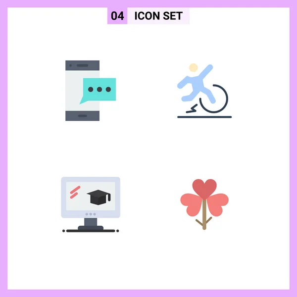 Set Commercial Flat Icons Pack Contact Leave Phone Change Cap — Archivo Imágenes Vectoriales