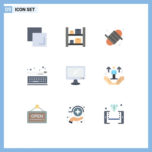 Conjunto Icones Modernos Símbolos Sinais Para Dispositivos Computadores Equipamentos Teclado — Vetor de Stock