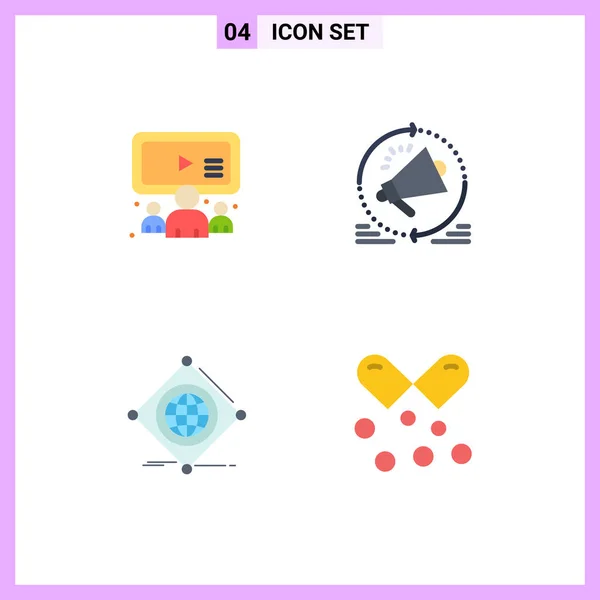 Group Modern Flat Icons Set Group Iot User Megaphone Things — Stock Vector