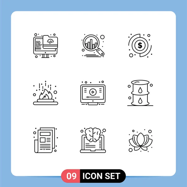 Creative Icons Modern Signs Sysymbols Online Science Coins Laboratory Fire — Archivo Imágenes Vectoriales