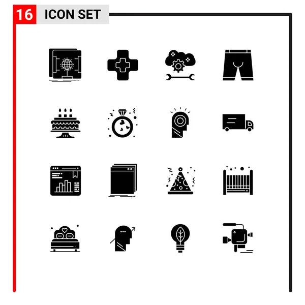 Icône Vectorielle Stock Paquet Signes Symboles Ligne Pour Anniversaire Robe — Image vectorielle