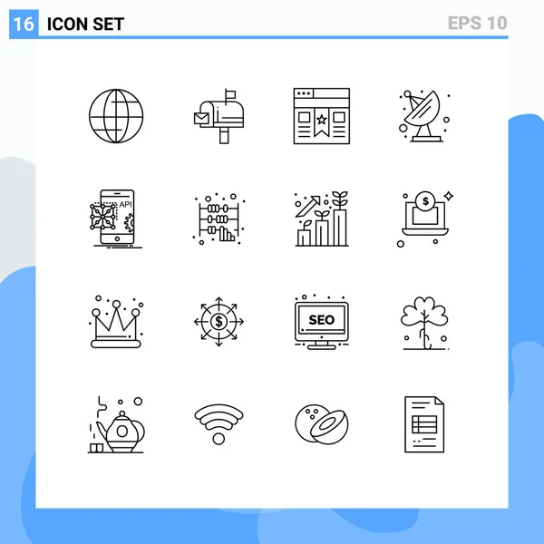 Creative Icons Modern Signs Sysymbols Development Application Interface Api Communication — Vector de stock
