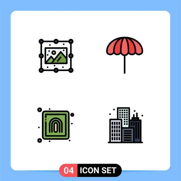 Interfejs Użytkownika Filledline Flat Color Pack Nowoczesnych Znaków Symboli Kreatywnych — Wektor stockowy